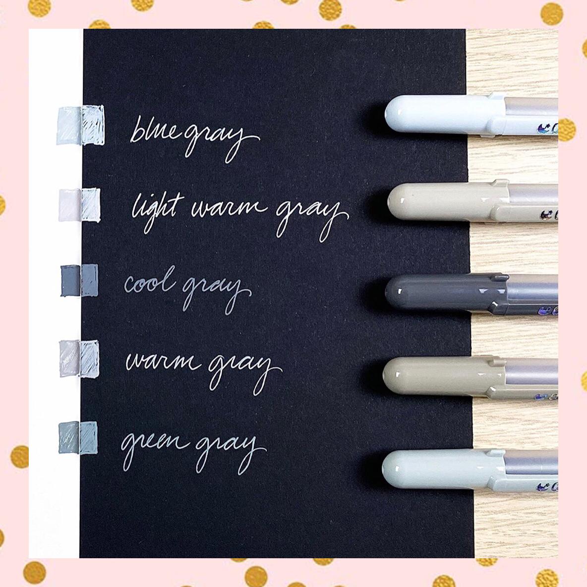 Set 5 Gelly Roll Moonlight tonos grises 0,5mm - Sakura