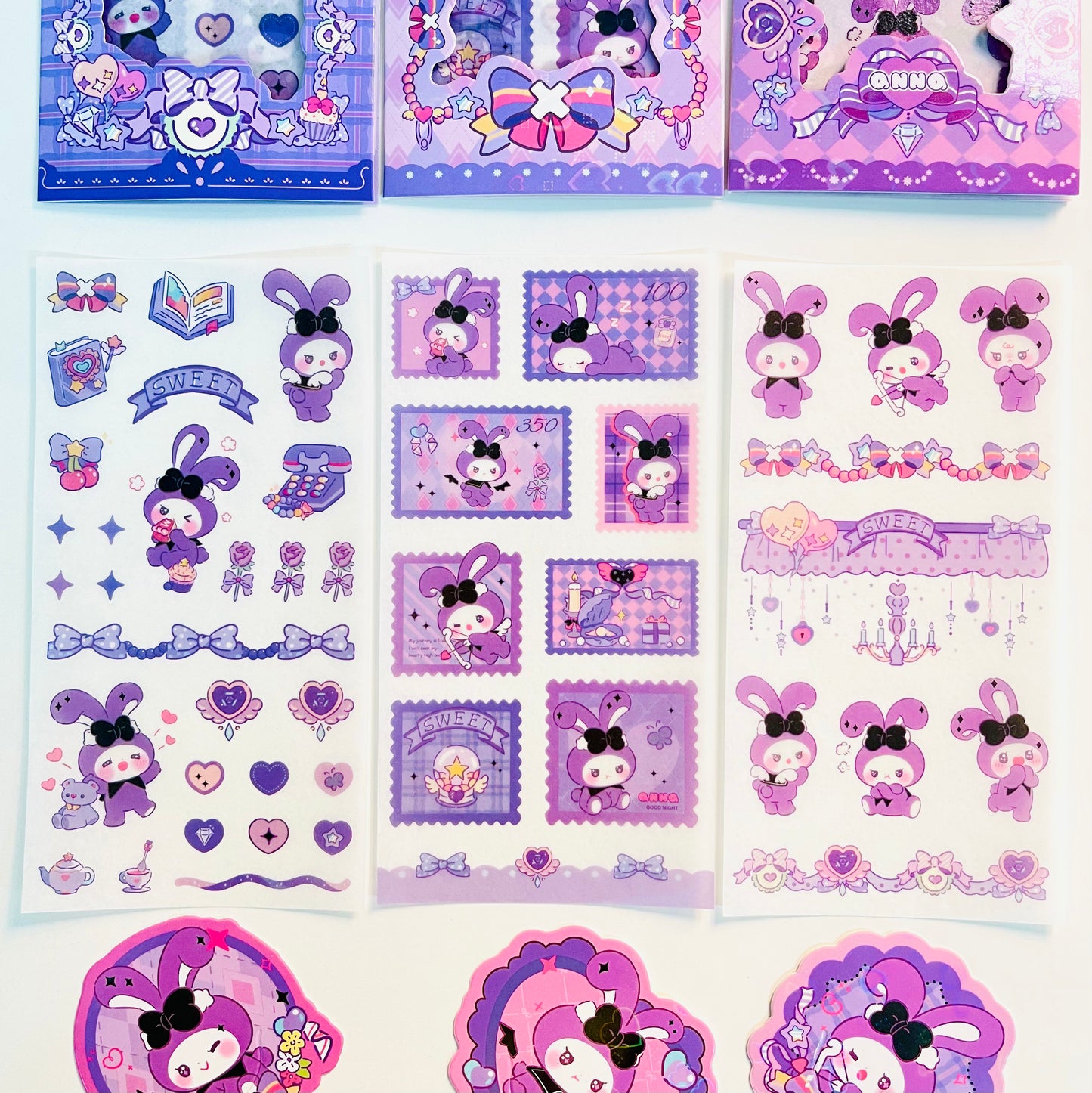 Set 3 Láminas de Stickers + Marca página. 20x9cms