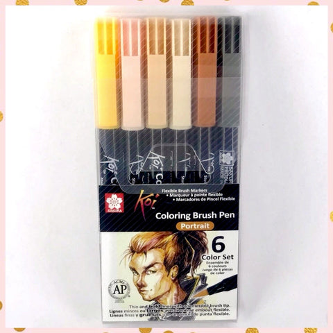 Set de 6 Plumones Acuarelables Colores de Rostro Punta Pincel Koi Coloring Brush - Sakura - Frikiados