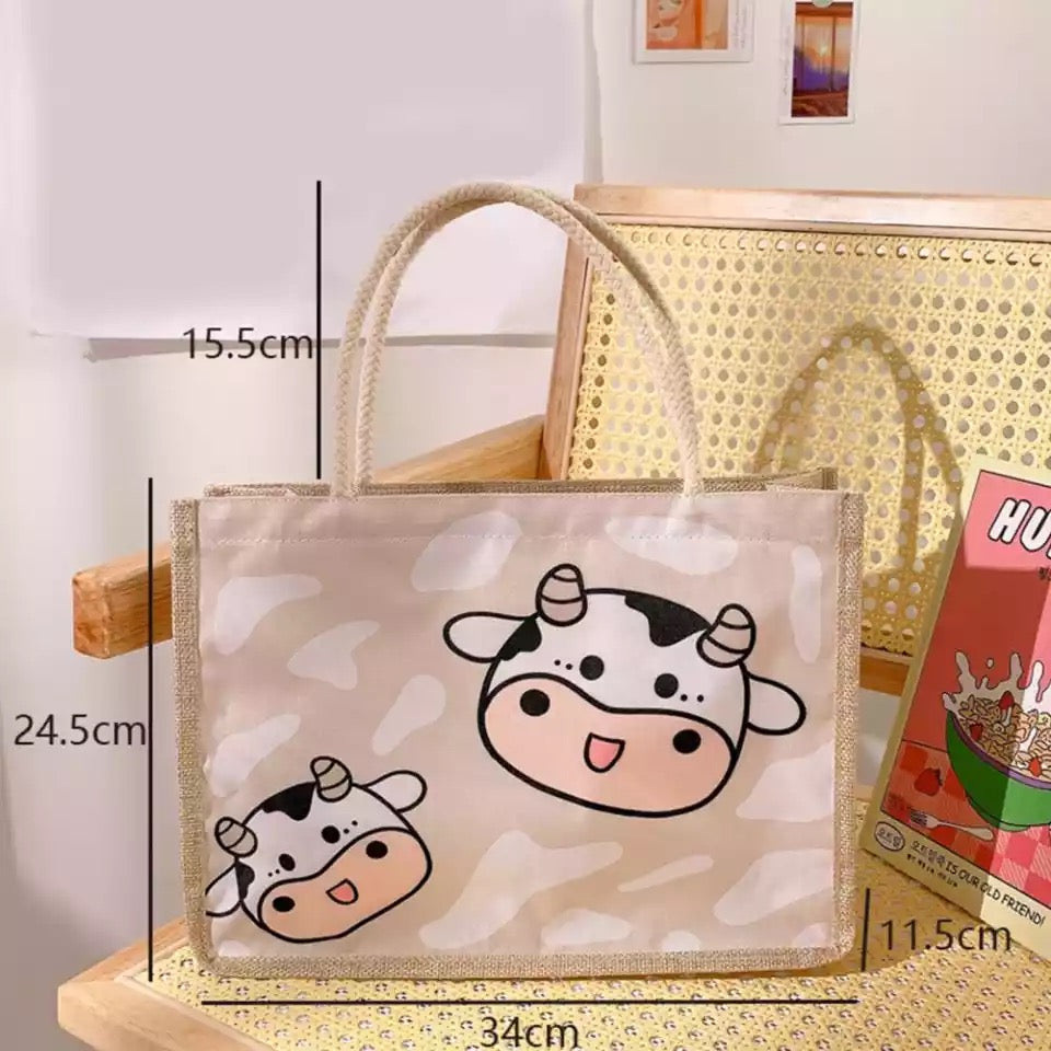 Bolso Cute, Material algodón y cañamo, 34x25cms