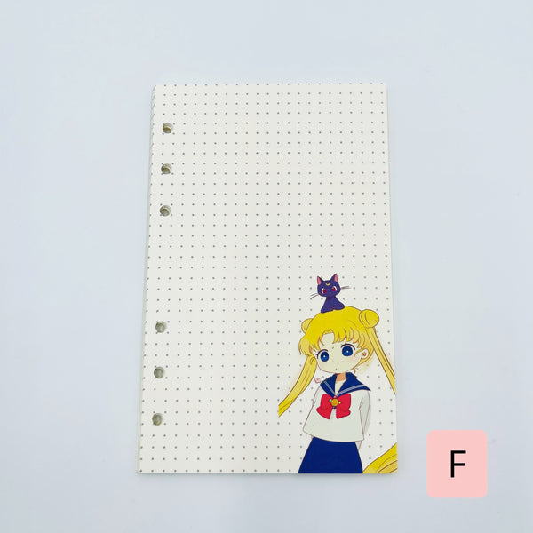 Set 40 hojas para planner Binder “Sailor Moon”, tamaño A6