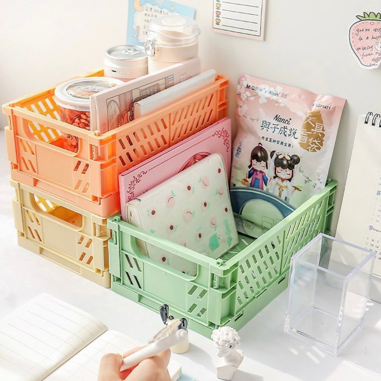 Cajas Organizadoras de escritorio, plegables y apilables 25x10x17cms
