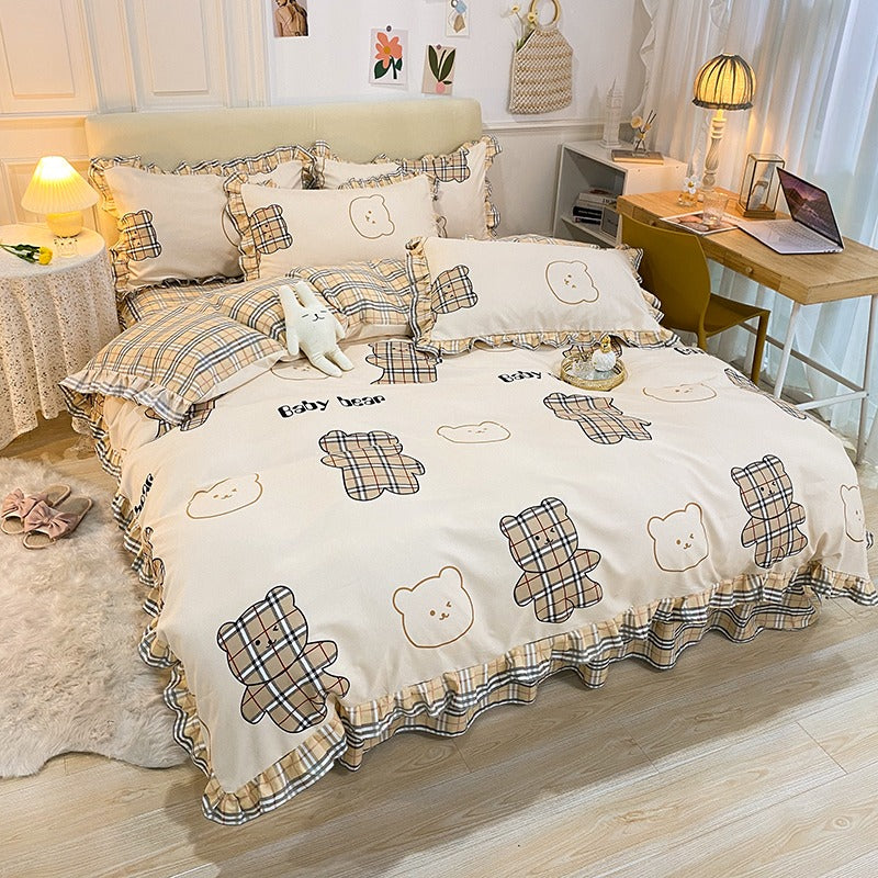Funda cubre plumón + sabana Larga+ cubre almohada “Ositos 🐻”. Microfibra, 1,5 y 2 Plazas