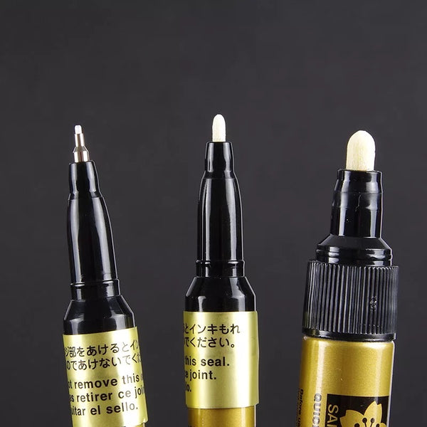 Marcadores permanentes de pintura Pen Touch colores Plata-Oro-Cobre-Blanco, punta 2mm. - Sakura - Frikiados