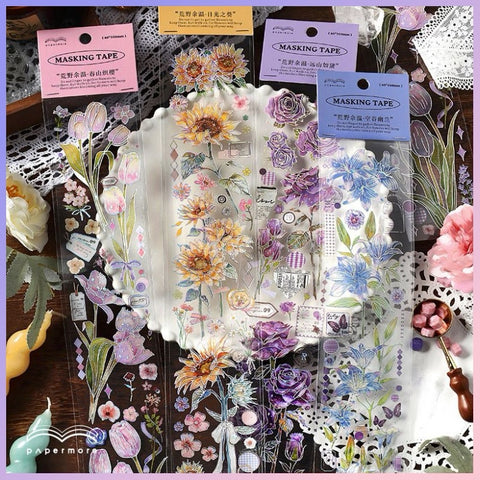 Lámina de Stickers “Flores con Relieves Plateados”, Sin Prepicado, 35x6cms