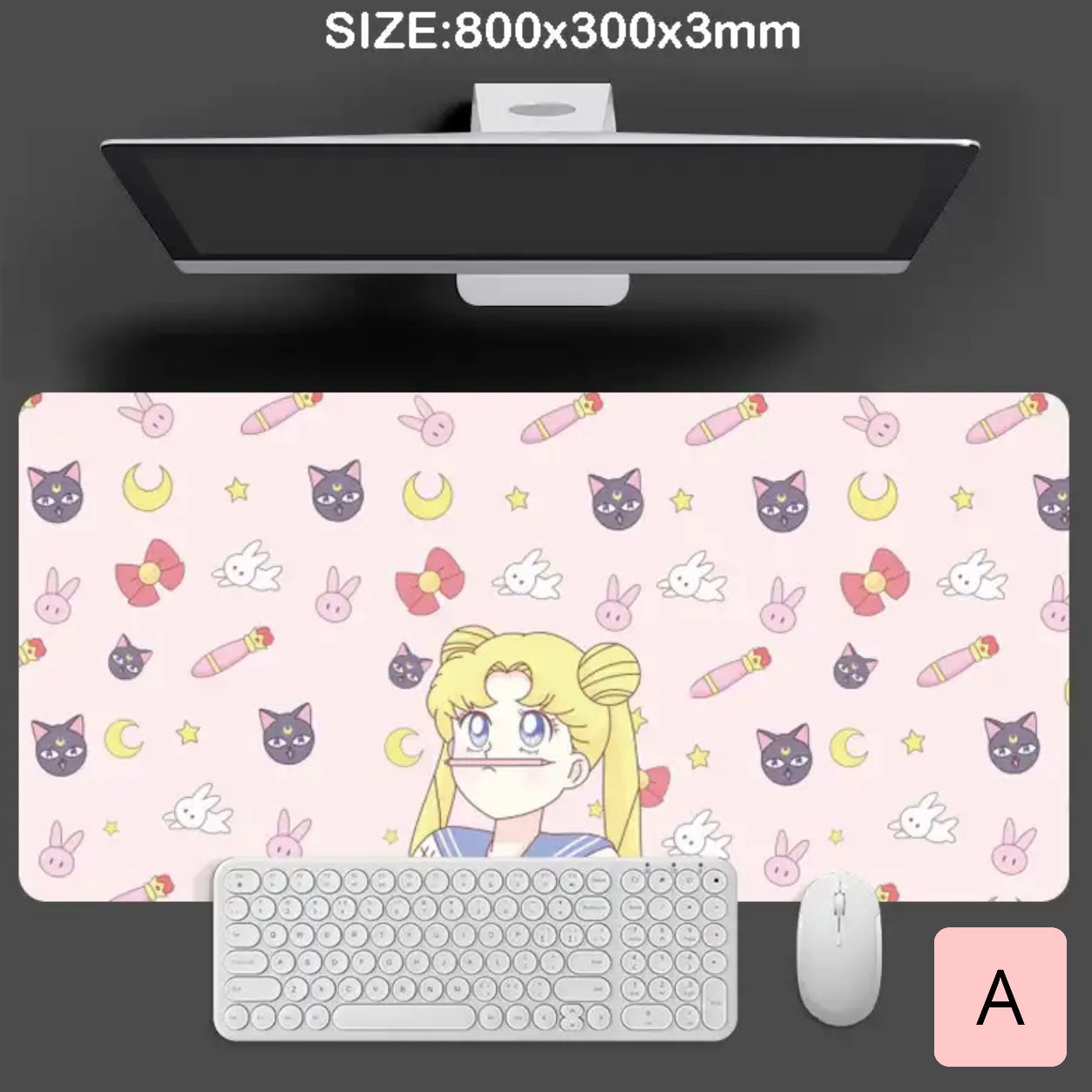 Mouse Pad XL “Sailor Moon”, calidad premium acolchado (4mm grosor), 60x30cms