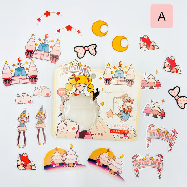 Set 20 Stickers + Clip rose Gold “El reino del Conejito en la Luna”