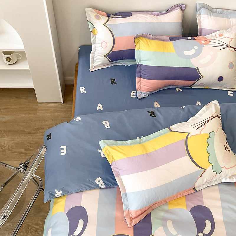 Funda cubre plumón + sabana + cubre almohada “Osito en el Circo”. Microfibra, 1,5 plazas