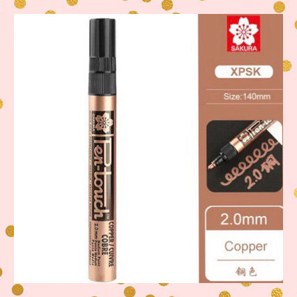 Marcadores permanentes de pintura Pen Touch colores Plata-Oro-Cobre-Blanco, punta 2mm. - Sakura - Frikiados