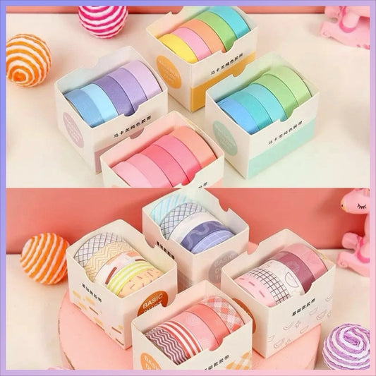 Set 5 Washi Tape “Tonos Pastel”, 1cmx2M