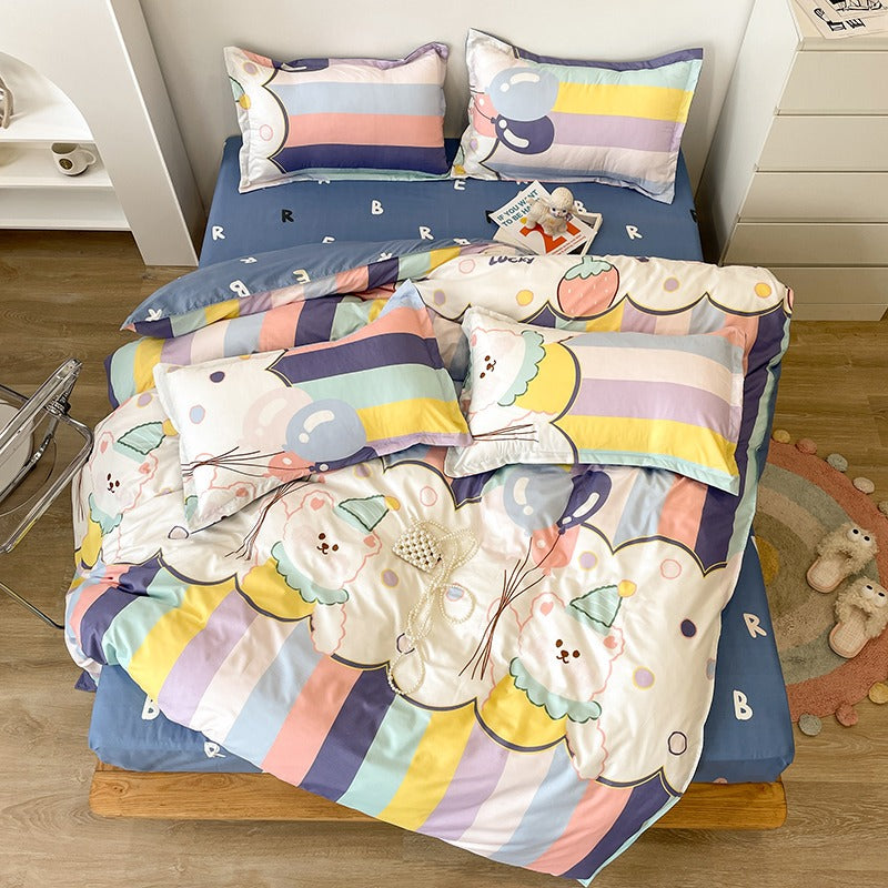 Funda cubre plumón + sabana + cubre almohada “Osito en el Circo”. Microfibra, 1,5 plazas