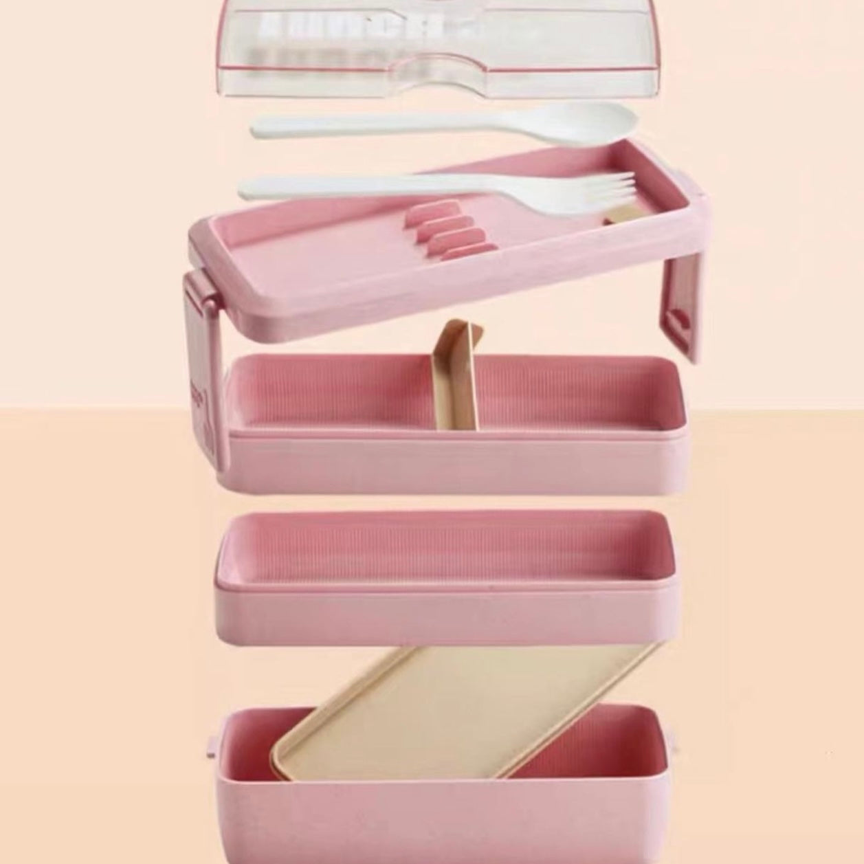 Lunch Box + tenedor y cuchara, apto para microondas, 2 y 3 niveles