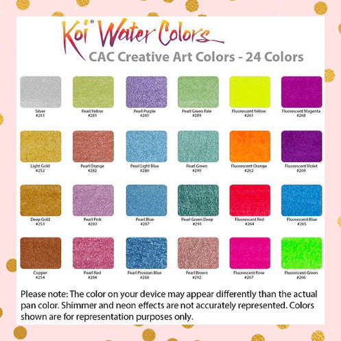Acuarelas Koi 24 colores (4 metalizados-12 perlados-8 fluorescente) + pincel de agua - Sakura