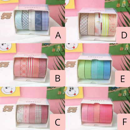 Set 5 Washi Tape “Tonos Pastel”, 1cmx2M