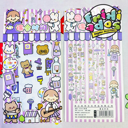 Set 4 Láminas de Stickers Kawaii, 18x11cms