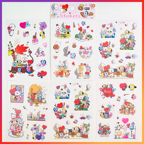 Set 6 láminas Stickers “BT21”. 19x10cms